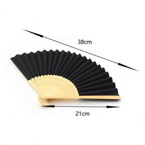 Wholesale Black Blank <b>Paper</b> Folding Fan DIY Painting Bamboo Hand Fan With Custom LOGO - Product Image 2