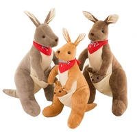 Peluche Kangourou Mère et Bébé 35 45 55cm, Animal en Peluche Mignon avec Bandana pour Cadeaux d'Enfants
