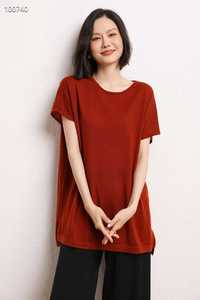 China Fabricación profesional Cachemira 16gg <span class=keywords><strong>Camiseta</strong></span> suelta de punto de <span class=keywords><strong>mujer</strong></span> de gran tamaño para el verano - Product Image 3
