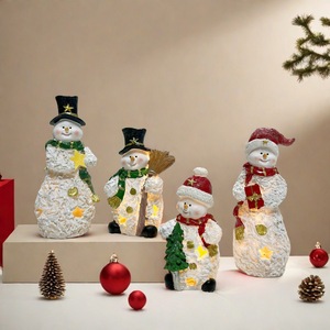 Figura Decorativa Luminosa de Muñeco de Nieve Navideño en Resina Epoxi para Decoración Festiva y Adornos Navideños - Source - Product Image 1