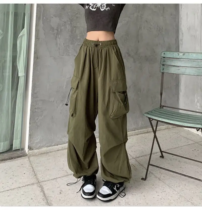 Moda Streetwear Pantalones Rectos Casual Cargo Pantalones 2024 Venta al por mayor Verano Mujer Poliéster de alta calidad Impresión digital