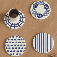 Sous-verres et sets de table en boue de diatomée de style japonais, résistants à la chaleur, réutilisables, absorbants, à séchage rapide, diamètre 10 cm