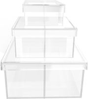 Support en acrylique à 5 côtés avec couvercles et séparateurs amovibles Risers d'imbrication pour présentoir de nourriture transparent Risers de buffet avec fond creux