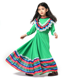 Halloween Mexiacan Girl Costume Cinco De Mayo Carnival Party <strong>Dress</strong> Traditional <strong>Mexican</strong> Children Costume - Product Image 3