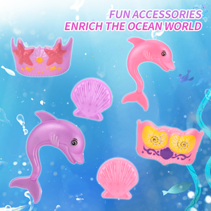 Muñeca Sirena Grande de 14 Pulgadas con Cola Extraíble, Princesa <span class=keywords><strong>del</strong></span> Océano Articulada de 34 cm con Accesorios de Vida Marina, Paquete Mixto de 2 Tonos de <span class=keywords><strong>Piel</strong></span> - Product Image 4