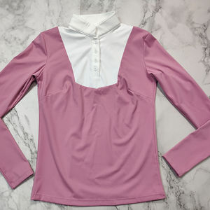 딥 블루 메쉬 승마 대회 셔츠 전문 말 승마 기본 레이어 여성 대회 쇼 셔츠 - Product Image 2