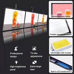 3D Slim Snap <b>Frame</b> Light Box Billboard Wall <b>Mounted</b> LED Menu Light Box for Restaurant Coffee Beverage Shop Display Board Sign - Product Image 4