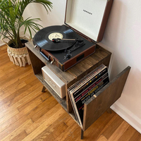 Meuble de lecteur d'enregistrement en bois vinyle, armoire moderne Mid year, rangement pour enregistrement
