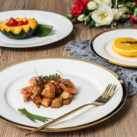 Assiettes en Porcelaine de Luxe Nordique Moderne de Haute Qualité avec Bord Doré, 6, 8 et 10 Pouces – Vaisselle pour Steak, Fruits, Fêtes et Mariages