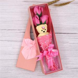 TC personalizado Día de San Valentín Día DE LA MADRE Regalo de Acción de Gracias Oso de peluche y 3 rosas Juego de flores de jabón Caja de regalo de flores artificiales - Product Image 2