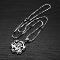Collier pendentif crâne en acier inoxydable style punk vintage, tendance hip-hop personnalisé pour homme MGXL482