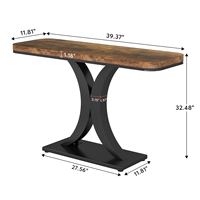 Console industrielle en bois de 40 pouces pour entrée étroite, avec base géométrique, mobilier moderne pour salon et villa