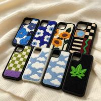 Coque de téléphone en chenille écologique avec broderie 3D et fil coloré, patch personnalisé découpé au laser, sans plastique, modèle 2026