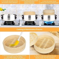 Panier vapeur multifonctionnel en bambou de 8 po-Artisanat traditionnel pour les maisons de thé et les cafés