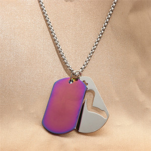 yunnique Stainless Steel <b>Dog</b> <b>Tag</b> Pendant With Cartoon Cutout Unisex Necklace Colorful Irregular Design 280639 - Product Image 2