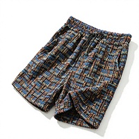Shorts décontractés pour hommes en tissu peigné teint en fil, motif écossais vintage, coupe ample avec cordon de serrage et poches latérales, style streetwear, personnalisable, collection automne-hiver