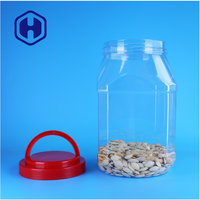 Bocaux à bonbons et à en-cas en plastique PET transparent de qualité alimentaire, 2100 ml, avec couvercle à vis rouge, étanches et sans BPA