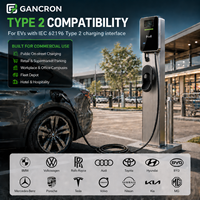 Stasiun Pengisian Daya Kendaraan Listrik Komersial Grosir GANCRON 22kW AC Tipe 2 OCPP 1.6J Bersertifikasi MID untuk Pemasangan di Dinding untuk Parkir Umum di EU & UK