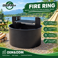 Anneaux de feu ronds en métal émaillé noir de fabrication industrielle ADA Park pour le camping en plein air