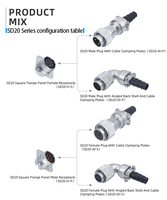 Conector Impermeable WF20 Metálico Industrial Macho Hembra, Enchufe de Aviación para Pantallas LED Exteriores, 2 3 4 5 6 7 8 9 10 12 14 15 Núcleos