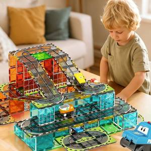 हॉट सेलिंग बिल्डिंग इलेक्ट्रिक ट्रैक वाहन शहरी यातायात दृश्य रंगीन खिड़कियां बच्चों के शैक्षिक खिलौने - Product Image 2