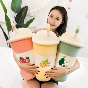 Watermelon Fruit Boba Plush Toy Milk Tea Stuffed Boba Plushie Cup Shape Pillow Toy Custom OPP Bag PP Cotton Unisex 24 35 50 70cm