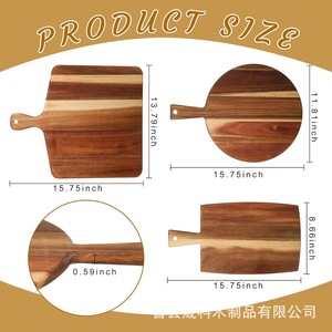Wooden Deli Board With Handle Rectangle Acacia Cutting Board For <b>Kitchen</b> Party Steak Plate - Product Image 4