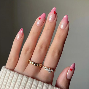 <span class=keywords><strong>Uñas</strong></span> postizas acrílicas de la mejor calidad al por mayor, <span class=keywords><strong>uñas</strong></span> de ataúd con purpurina blanca y rosa degradada, para salón de belleza - Product Image 4