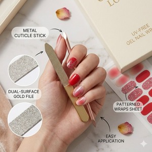 Bandes de vernis à ongles en gel sans UV et non toxiques, effet ombré rouge cerise, pour les tendances 2026, tenue 14 jours - Product Image 2