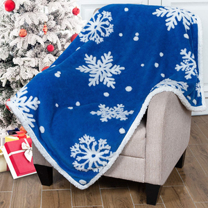 Cozy Winter Knitted Jacquard Plush Sherpa 100% Polyester <strong>Christmas</strong> <strong>Throw</strong> and Sofa Blanket - Product Image 1