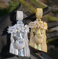 Collar Personalizado con Colgante de Jesús Estilo Hip Hop, con Circonitas en Forma de Pera, Chapado en Oro de 18k, Joyería de Moda para Hombre
