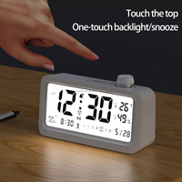 Horloge de table numérique électronique intelligente en plastique, design Art Déco, avec fonction snooze et détection tactile robuste, idéale pour les étudiants.