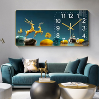 Nouvelle Horloge Murale Moderne Populaire avec Peinture sur Cristal Encadrée pour Restaurant, Décoration Murale Artistique pour la Maison