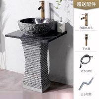 Lavabo sur pied moderne en granit poli avec finition imperméable pour la décoration des salles de bain à domicile et dans les hôtels
