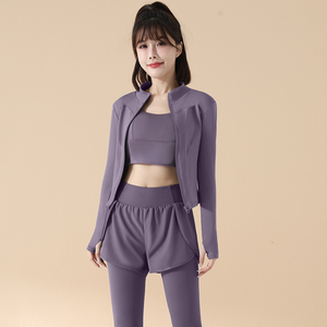 <span class=keywords><strong>Ensemble</strong></span> de yoga pour femmes, pantalon de course et de fitness taille haute et effet push-up, séchage rapide - Product Image 2