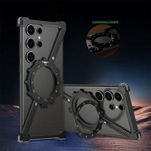 Étui de protection magnétique en métal en forme de Z avec béquille, sans bord, lumineux, pour Samsung <span class=keywords><strong>Galaxy</strong></span> S26 S25 S24 S23S22 Ultra, avec couvercle de vis amovible - Product Image 1