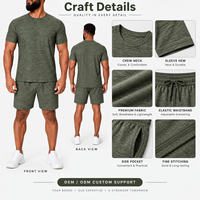Ensemble de sport 2 pièces pour homme, séchage rapide, respirant, extensible dans 4 directions, léger, coupe ajustée, anti-transpiration, t-shirt et short de course