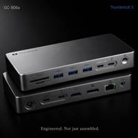 GC-B06a Station d'accueil Thunderbolt 5 15-en-1 Intel 8K120Hz HDTV DP 80Gbps 140W USB3.2 10Gbps NVMe SSD 8TB OEM Aluminium en stock