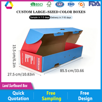 Boîte en carton ondulé imprimée sur mesure extra large pour l'emballage de surfskate, boîte personnalisée avec logo et couleur pour planche de surf terrestre