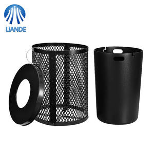 ถังขยะเหล็กแบบขยายได้สำหรับภายนอกอาคาร ฝาปิดแบบเรียบ ความจุ 36 แกลลอน สำหรับโรงเรียนและสวนสาธารณะ ทนน้ำเคลือบด้วยผง - Product Image 3