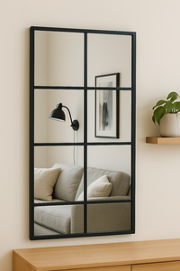 <strong>Window</strong> Inspired Rectangular Wall Mirror Black Steel Frame Home Decor for Entryway and Bedroom - Product Image 2