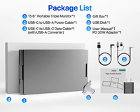 Large Screen Triple Monitor Kit - 3x15.6" Portable Displays for Multitasking