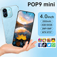 Ponsel Android versi Global kecil Tecno POP9, ponsel Mini dengan dua kartu Sim versi Global tidak terkunci pabrik MINI