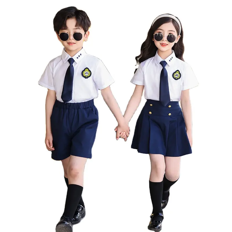 QY benutzer definierte Sommer Kindergarten Uniformen neue Grundschüler britischen Stil Schuluniform Kinder College Wind