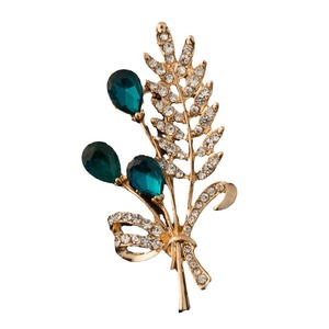 Grande broche en forme de nœud doré avec cristaux couleur épis de blé, pour corsage, pour fabricants de vêtements - Product Image 5