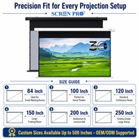 Écrans de projection motorisés gris ALR à tension latérale SCREEN PRO 3C anti-laser et anti-éblouissement 16:9, sur pied, pour sol, 4K/8K