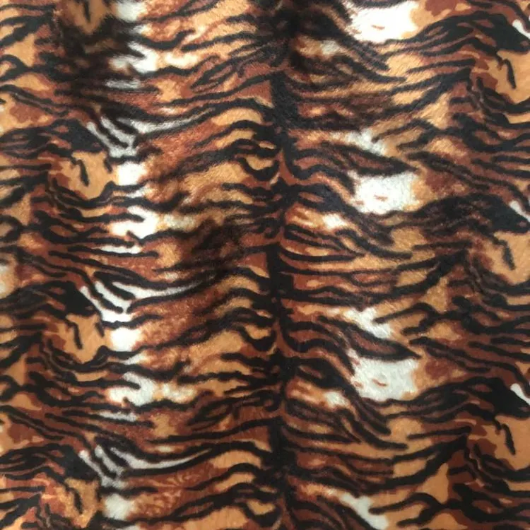 Mẫu Miễn Phí Nhà Máy Cung Cấp 100% Polyester Động Vật Tiger In Velboa Vải