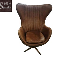 Chaise d'aviation de luxe, chaises pivotantes en laiton antique, style rétro vintage, cuir brun, chaise Spitfire pour club, hôtel, salon