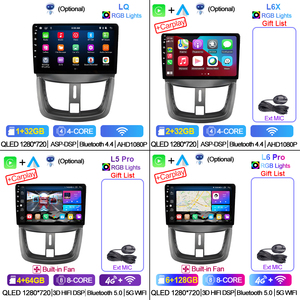 <span class=keywords><strong>Autoradio</strong></span> GPS stéréo pour voiture Lehx portable 8 cœurs Android 12 4G+5G WiFi 2DIN Android Auto CarPlay pour Peugeot <span class=keywords><strong>207</strong></span> 2006-2016 - Product Image 4
