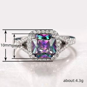 Anello quadrato colorato per donna, anello minimalista ed elegante, accessori per feste quotidiane - Product Image 5